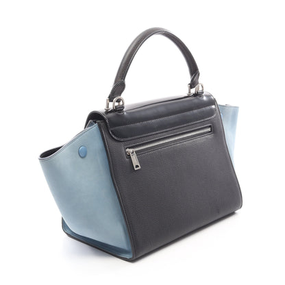 トラペーズ スモール ハンドバッグ レザー ヌバック ブラック ライトブルー セリーヌ バッグ CELINE