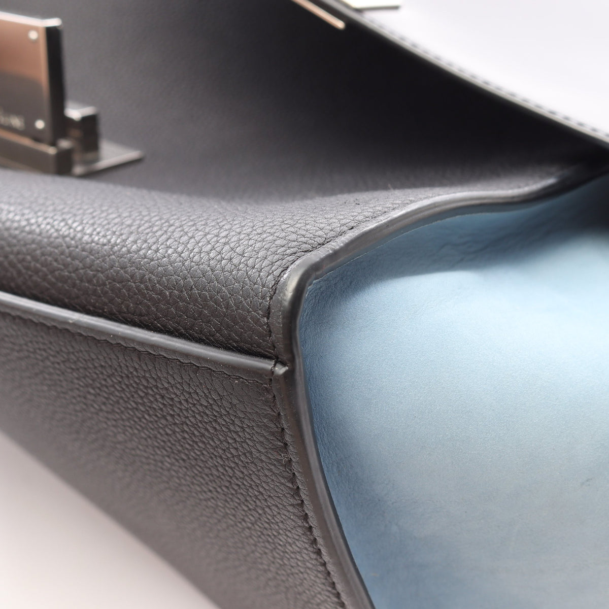 トラペーズ スモール ハンドバッグ レザー ヌバック ブラック ライトブルー セリーヌ バッグ CELINE