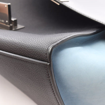 トラペーズ スモール ハンドバッグ レザー ヌバック ブラック ライトブルー セリーヌ バッグ CELINE