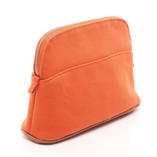 ボリードポーチ20 ミニ オランジュ フー ポーチ キャンバス オレンジ シルバー金具 エルメス 財布・小物 HERMES