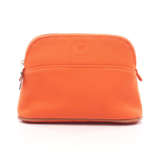 ボリードポーチ20 ミニ オランジュ フー ポーチ キャンバス オレンジ シルバー金具 エルメス 財布・小物 HERMES
