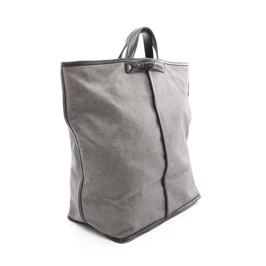 イントレチャート ハンドバッグ キャンバス レザー ブラック ダークグレー ボッテガヴェネタ バッグ BOTTEGA VENETA