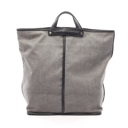 イントレチャート ハンドバッグ キャンバス レザー ブラック ダークグレー ボッテガヴェネタ バッグ BOTTEGA VENETA