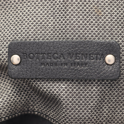 イントレチャート ハンドバッグ キャンバス レザー ブラック ダークグレー ボッテガヴェネタ バッグ BOTTEGA VENETA