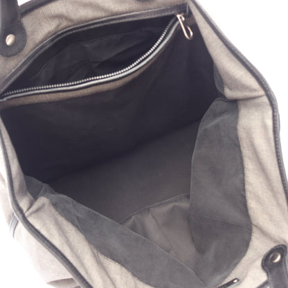 イントレチャート ハンドバッグ キャンバス レザー ブラック ダークグレー ボッテガヴェネタ バッグ BOTTEGA VENETA