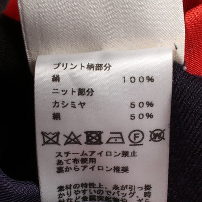 ツイルレーヌ BRIDES de GALA LOVE スカーフ切替 ニットワンピース シルク カシミヤ ネイビー レッド エルメス