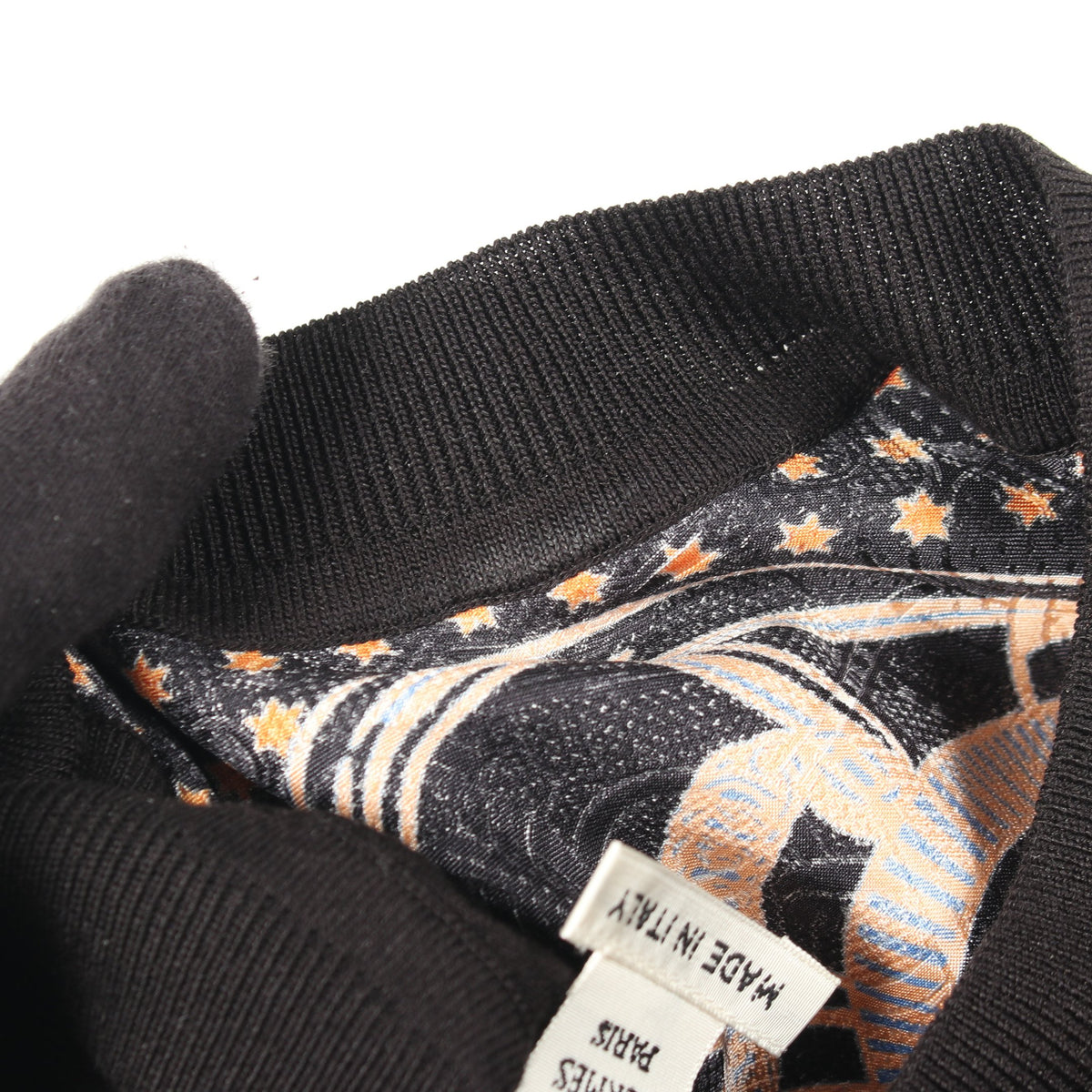 ツイルレーヌ Eperon d'Or Bandana スカーフ切替 半袖 ニット シルク コットン ブラック ライトオレンジ エルメス