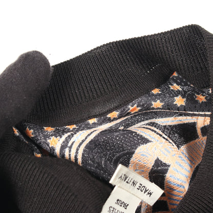 ツイルレーヌ Eperon d'Or Bandana スカーフ切替 半袖 ニット シルク コットン ブラック ライトオレンジ エルメス