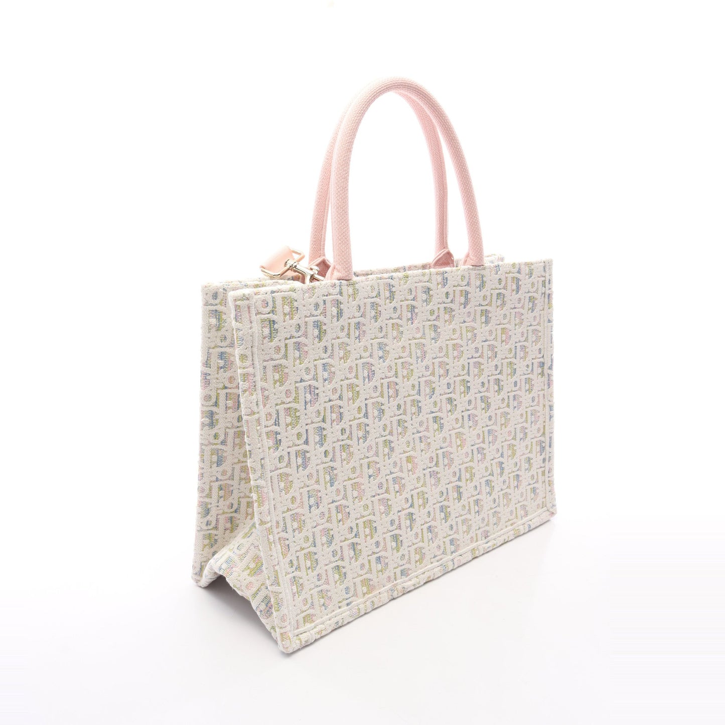 BOOK TOTE ブックトート ミディアム オブリーク 2WAY ハンドバッグ トートバッグ キャンバス ホワイト ピンク マルチカラー クリスチャンディオール