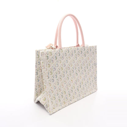 BOOK TOTE ブックトート ミディアム オブリーク 2WAY ハンドバッグ トートバッグ キャンバス ホワイト ピンク マルチカラー クリスチャンディオール