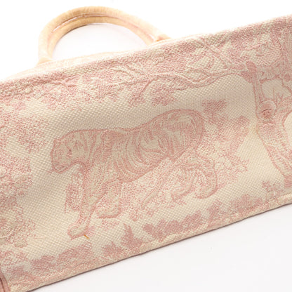 BOOK TOTE ブックトート ミディアム ハンドバッグ トートバッグ キャンバス アイボリー ライトピンク クリスチャンディオール