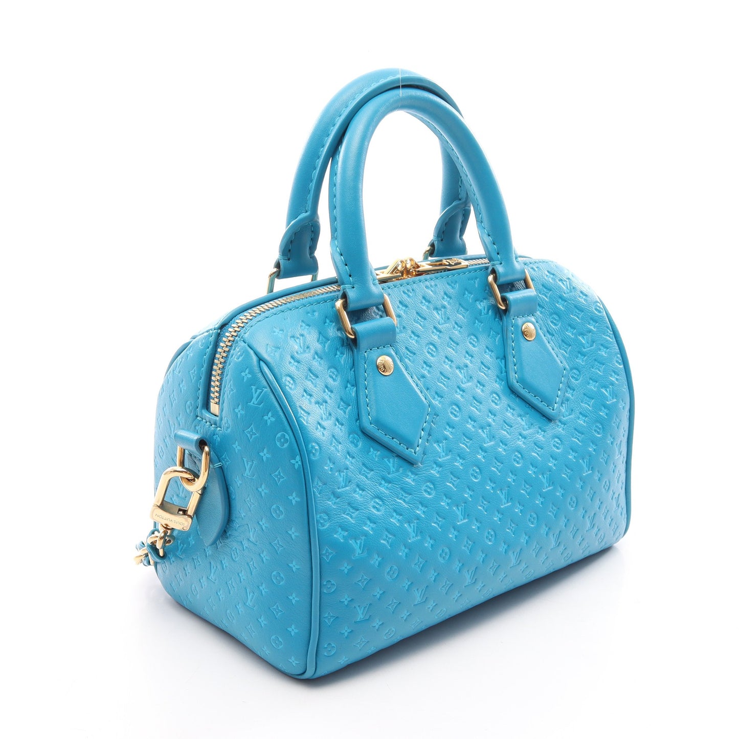 スピーディ バンドリエール20 ナノグラム 2WAY ハンドバッグ レザー ブルー ルイヴィトン