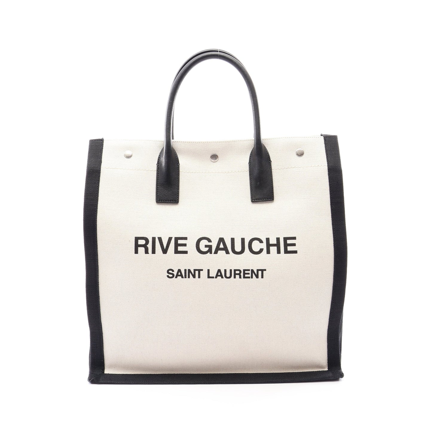 RIVE GAUCHE リヴ ゴーシュ ハンドバッグ トートバッグ キャンバス レザー アイボリー ブラック サンローランパリ