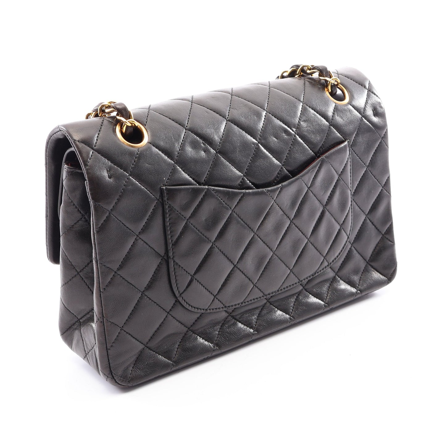 マトラッセ Wフラップ Wチェーンショルダーバッグ ラムスキン ブラック ゴールド金具 シャネル