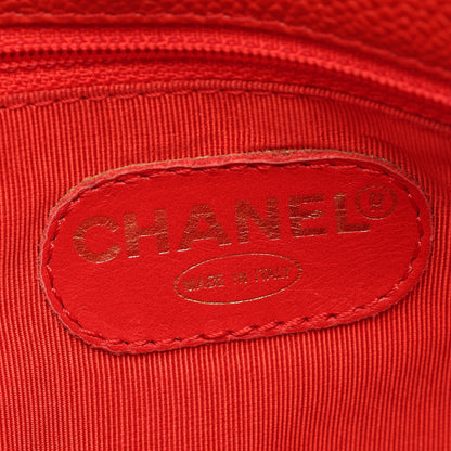 ロゴ チェーンショルダーバッグ キャビアスキン レッド ゴールド金具 シャネル