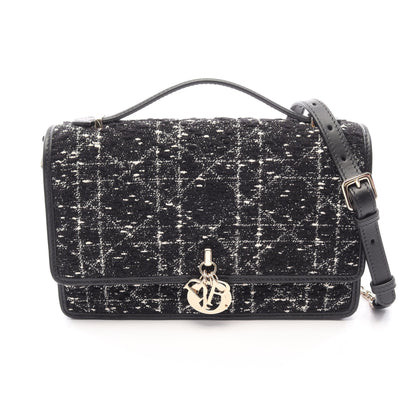 MY DIOR 2WAY ハンドバッグ ツイード レザー ブラック ホワイト クリスチャンディオール