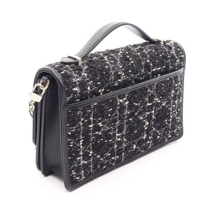 MY DIOR 2WAY ハンドバッグ ツイード レザー ブラック ホワイト クリスチャンディオール