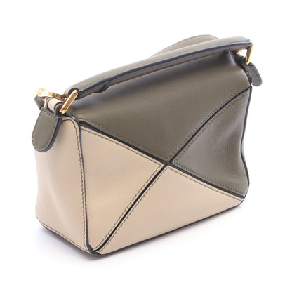 パズルバッグ ミニ 2WAY ハンドバッグ レザー グレーベージュ カーキグリーン ロエベ