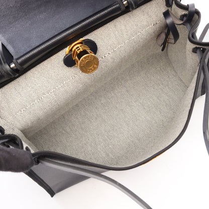エールバッグジップPM ブルーニュイ 2WAY ハンドバッグ トワルアッシュベルリンヌ ヴァッシュハンター ネイビー ブラック ゴールド金具 B刻印 エルメス
