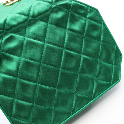 マトラッセ ミニ チェーンショルダーバッグ サテン グリーン ゴールド金具 ヴィンテージ シャネル