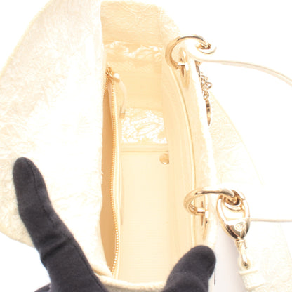 LADY D-LITE ミディアム 2WAY ハンドバッグ レース キャンバス ホワイト ブラック クリスチャンディオール