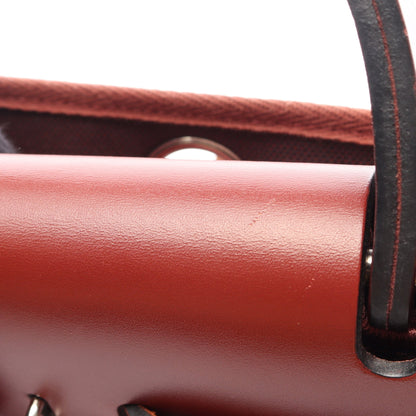 エールバッグジップPM ルージュアッシュ 2WAY ハンドバッグ トワルアッシュ ヴァッシュハンター レッドブラウン ボルドー シルバー金具 Y刻印 エルメス