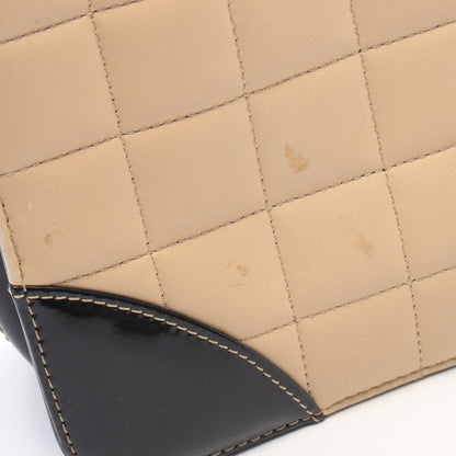 チョコバー 2WAY チェーンショルダーバッグ チェーントートバッグ レザー エナメルレザー ベージュ ブラック ゴールド金具 シャネル