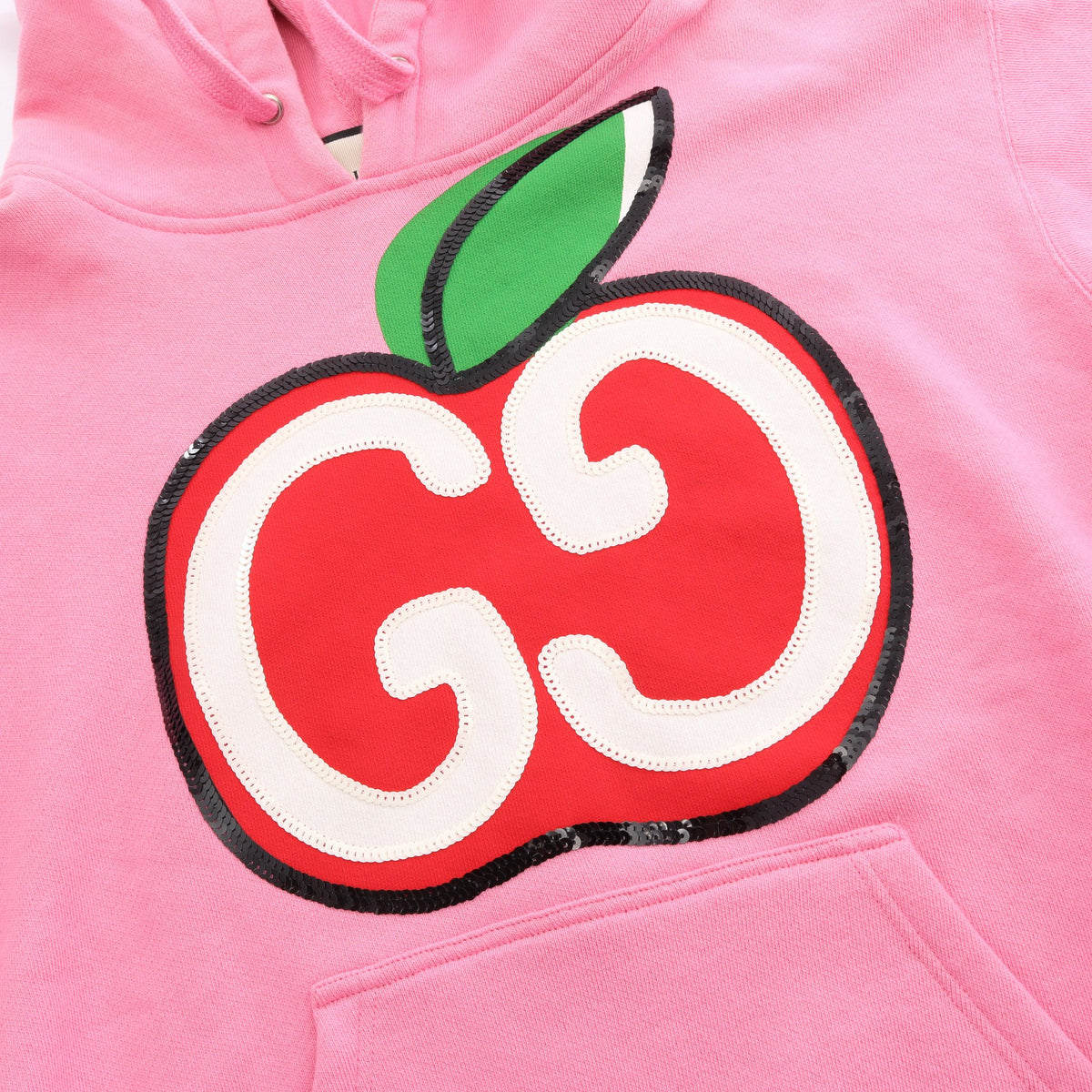 GGアップルプリント スパンコール プルオーバーパーカー コットン ピンク グッチ