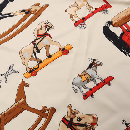 カレ90 Raconte moi Le Cheval スカーフ シルク オフホワイト レッド エルメス