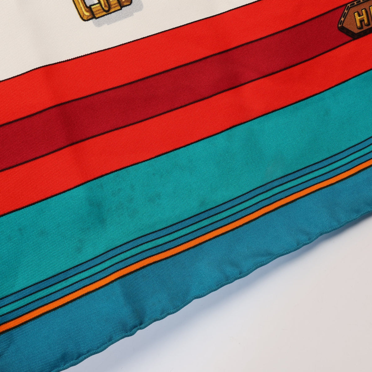 カレ90 Les Sangles スカーフ シルク アイボリー マルチカラー エルメス 財布・小物 HERMES
