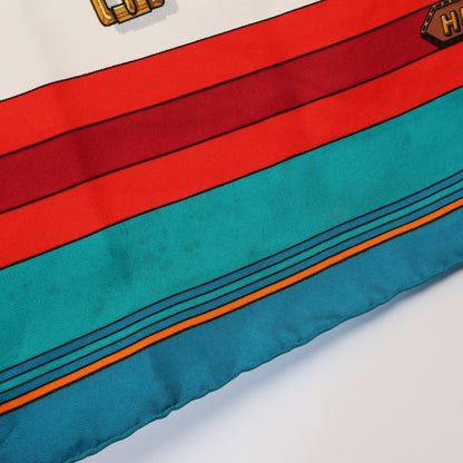 カレ90 Les Sangles スカーフ シルク アイボリー マルチカラー エルメス 財布・小物 HERMES