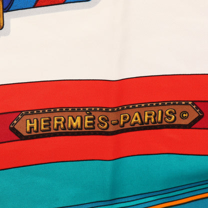 カレ90 Les Sangles スカーフ シルク アイボリー マルチカラー エルメス 財布・小物 HERMES