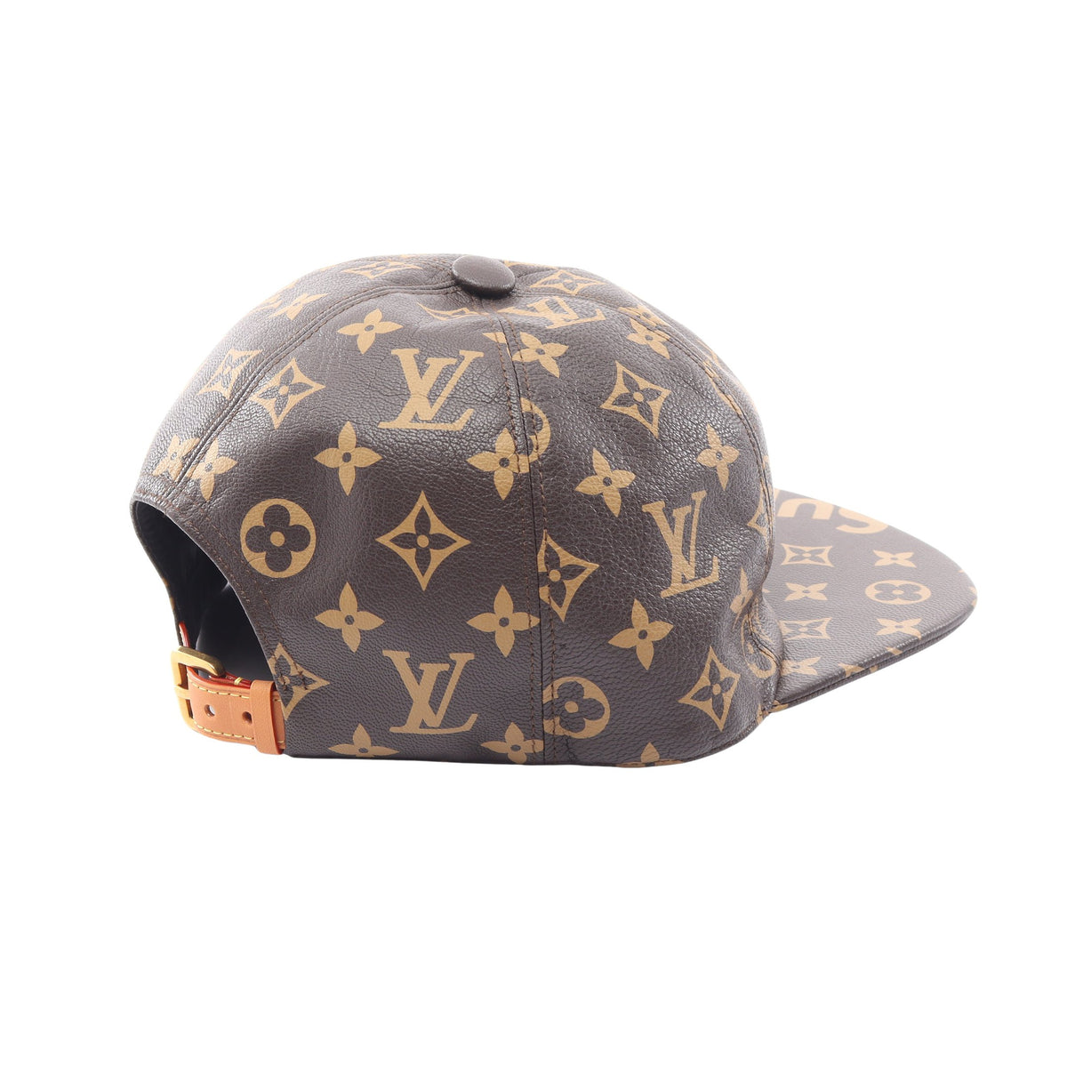 LOUIS VUITTON × Supreme LV 5-Panel Hat モノグラム キャップ レザー ブラウン ルイヴィトン