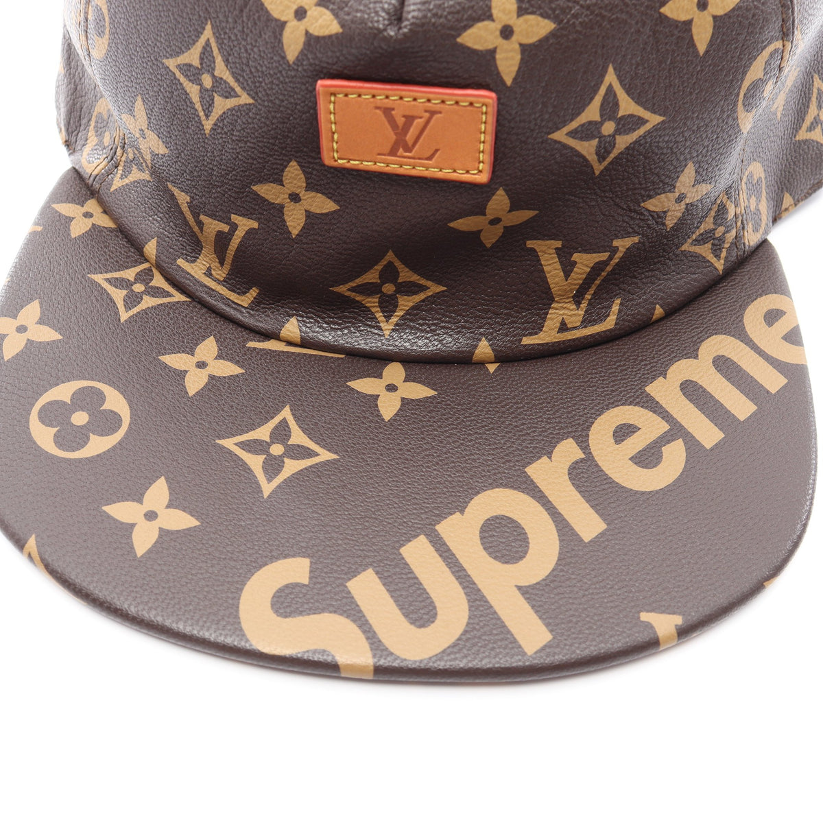 LOUIS VUITTON × Supreme LV 5-Panel Hat モノグラム キャップ レザー ブラウン ルイヴィトン
