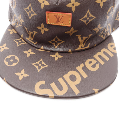 LOUIS VUITTON × Supreme LV 5-Panel Hat モノグラム キャップ レザー ブラウン ルイヴィトン
