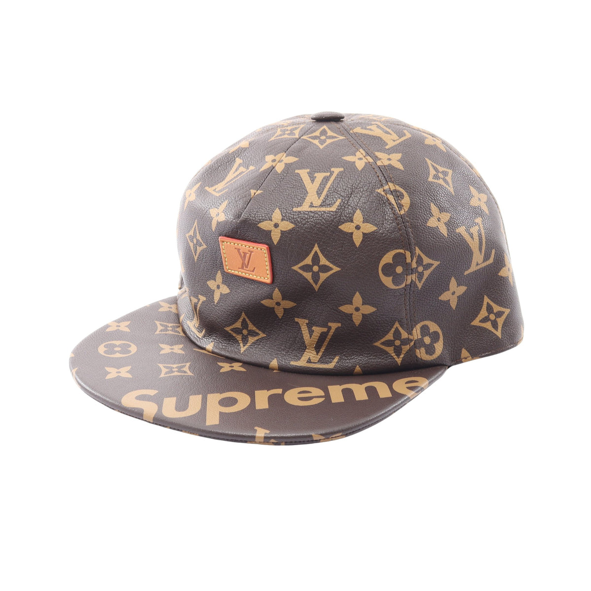 LOUIS VUITTON × Supreme LV 5-Panel Hat モノグラム キャップ レザー ブラウン ルイヴィトン