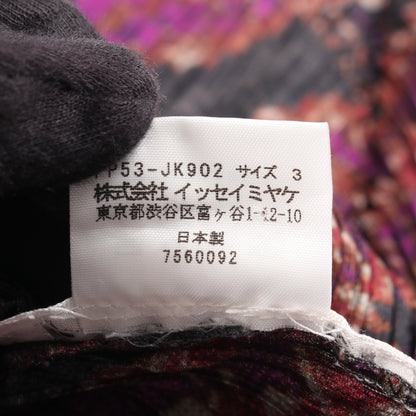 プリーツ ハイネック 総柄 カットソー ブラック パープル プリーツプリーズ