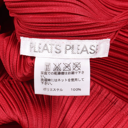 プリーツ ハイネック カットソー レッド プリーツプリーズ