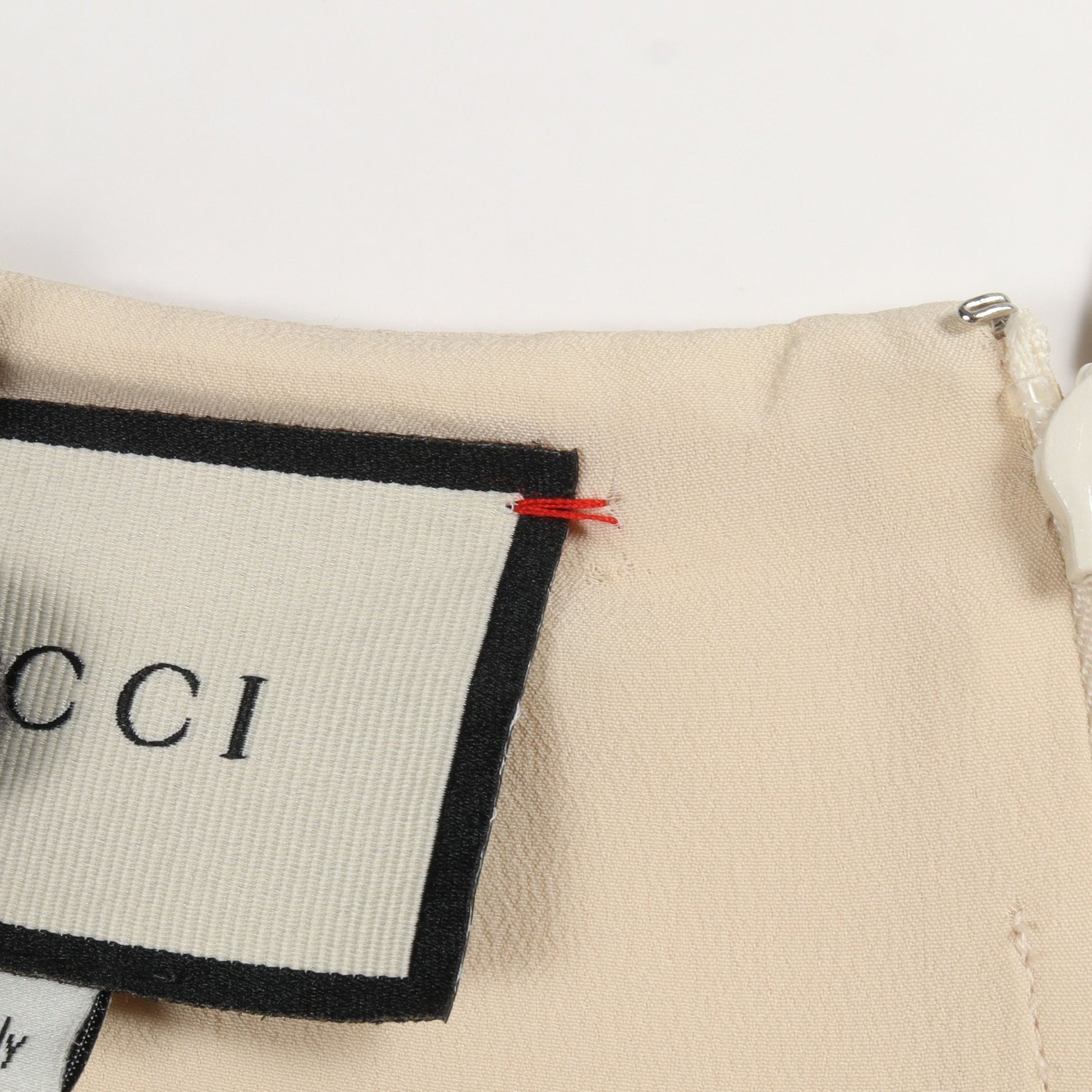 インターロッキングGボタン ノースリーブ ワンピース シルク ウール アイボリー グッチ ワンピース GUCCI