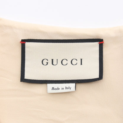 インターロッキングGボタン ノースリーブ ワンピース シルク ウール アイボリー グッチ ワンピース GUCCI