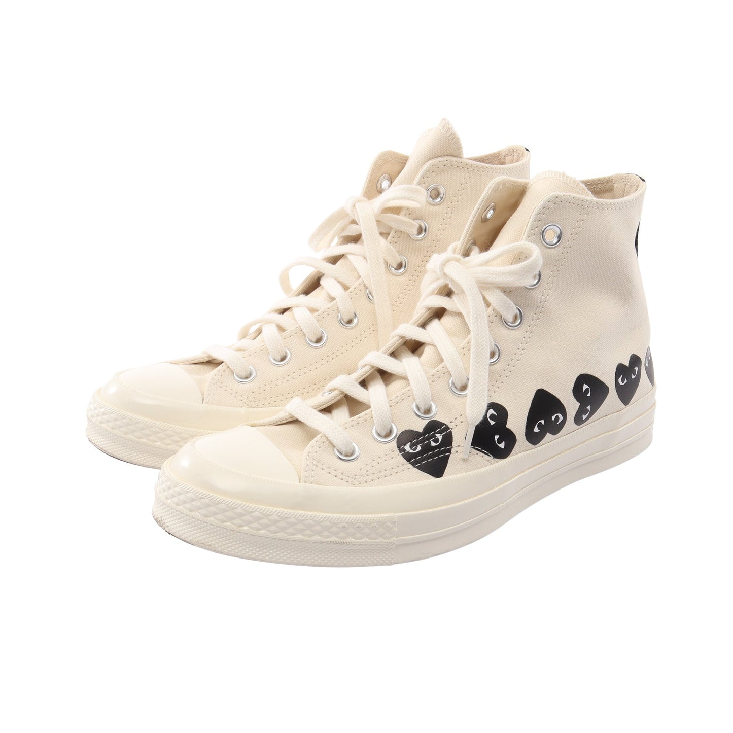 PLAY COMME des GARCONS × converse Chuck 70 Multi-Heart ハイカットスニーカー ファブリック オフホワイト ブラック プレイコムデギャルソン シューズ PLAY COMME des GARCONS