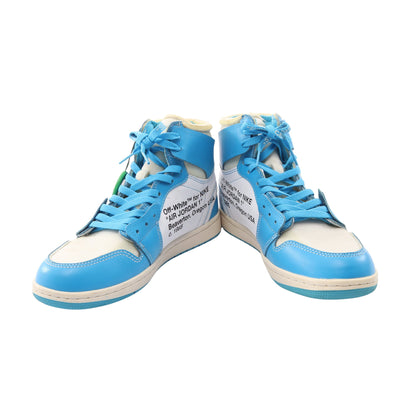 OFF-WHITE × Nike AIR JORDAN 1 POWDER ハイカットスニーカー ファブリック レザー ブルー アイボリー ホワイト オフホワイト
