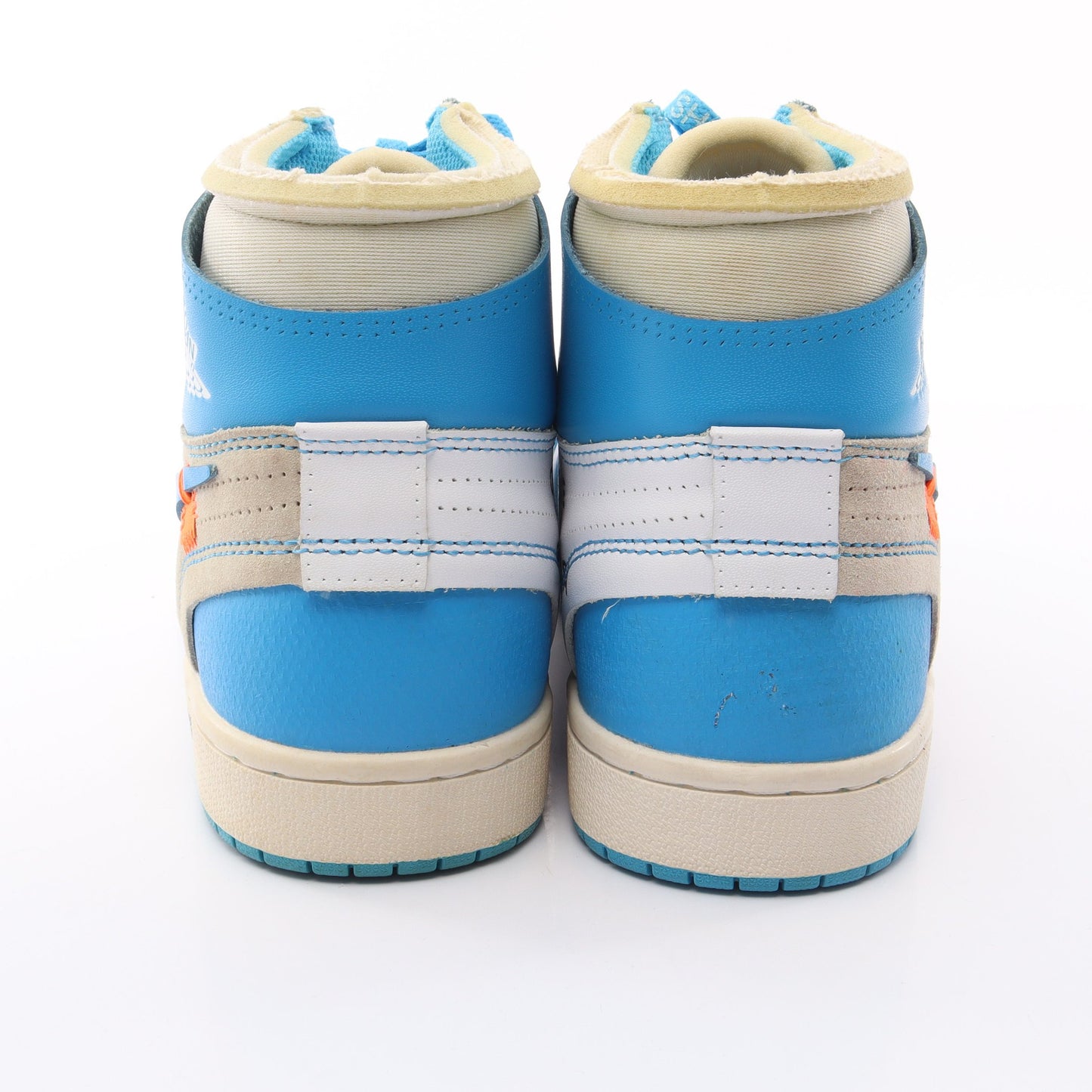 OFF-WHITE × Nike AIR JORDAN 1 POWDER ハイカットスニーカー ファブリック レザー ブルー アイボリー ホワイト オフホワイト