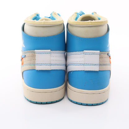 OFF-WHITE × Nike AIR JORDAN 1 POWDER ハイカットスニーカー ファブリック レザー ブルー アイボリー ホワイト オフホワイト