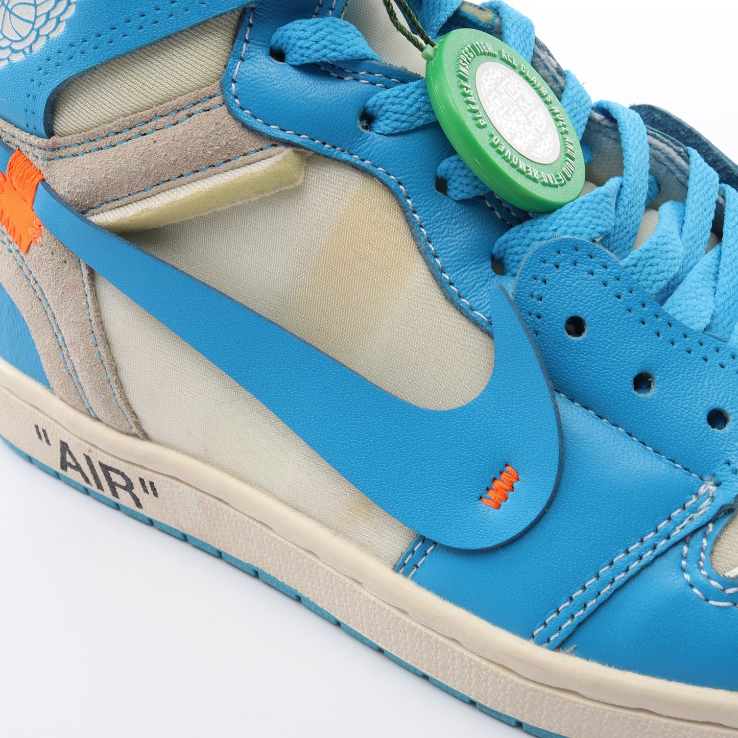 OFF-WHITE × Nike AIR JORDAN 1 POWDER ハイカットスニーカー ファブリック レザー ブルー アイボリー ホワイト オフホワイト