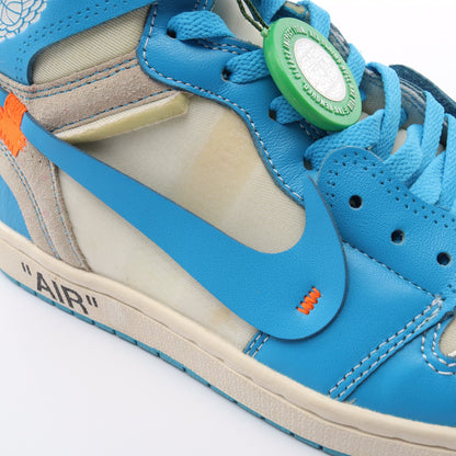 OFF-WHITE × Nike AIR JORDAN 1 POWDER ハイカットスニーカー ファブリック レザー ブルー アイボリー ホワイト オフホワイト