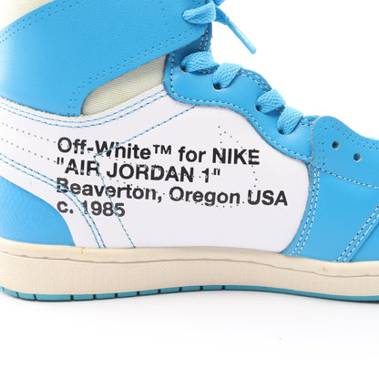 OFF-WHITE × Nike AIR JORDAN 1 POWDER ハイカットスニーカー ファブリック レザー ブルー アイボリー ホワイト オフホワイト
