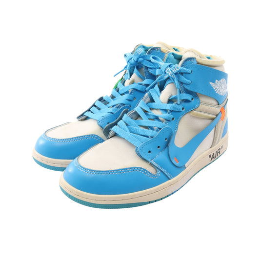 OFF-WHITE × Nike AIR JORDAN 1 POWDER ハイカットスニーカー ファブリック レザー ブルー アイボリー ホワイト オフホワイト