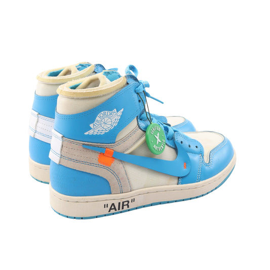 OFF-WHITE × Nike AIR JORDAN 1 POWDER ハイカットスニーカー ファブリック レザー ブルー アイボリー ホワイト オフホワイト