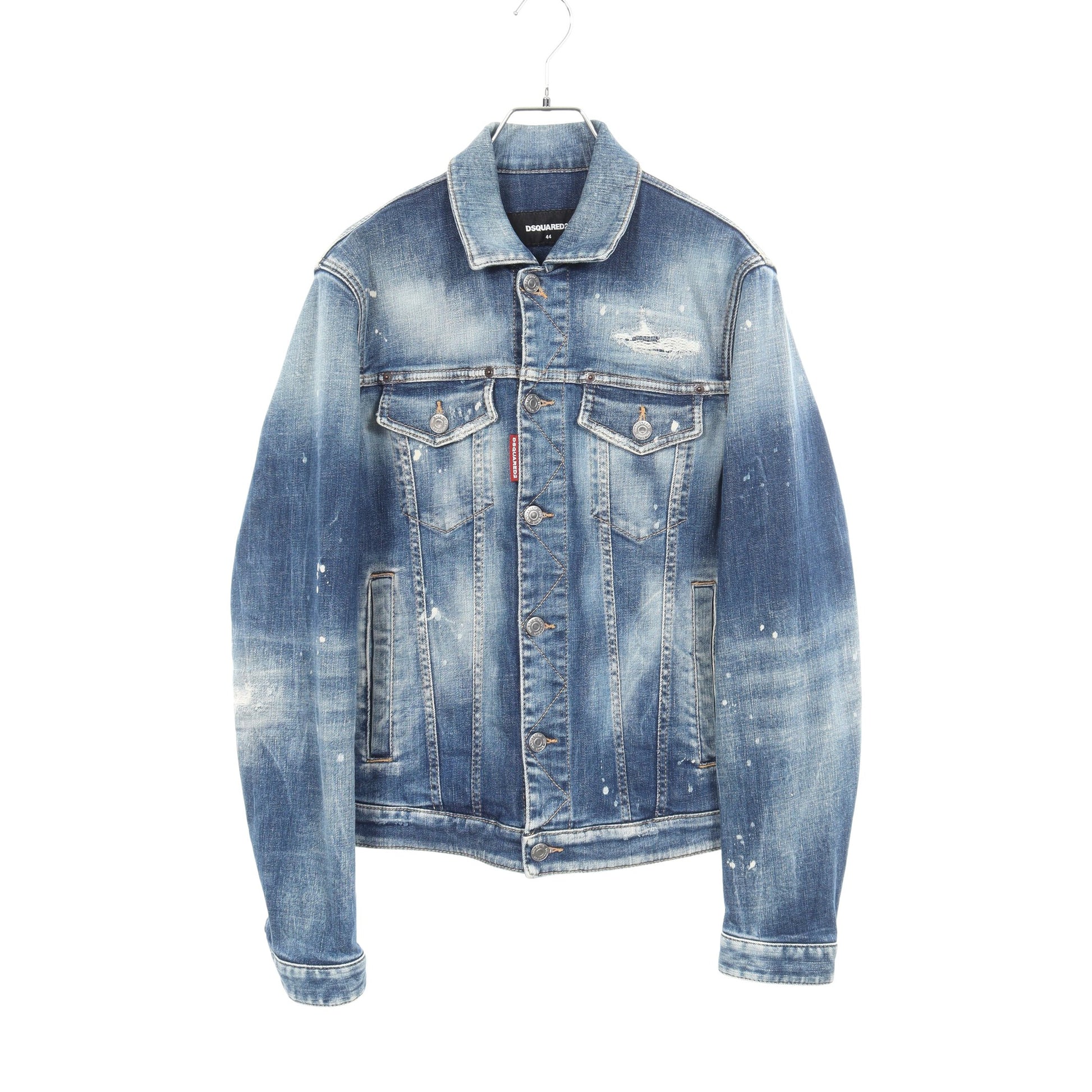 Dan Jean Jacket ダメージ加工 ペイント加工 デニムジャケット コットン ブルー ディースクエアード アウター DSQUARED2